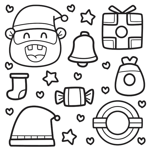 kawaii, garabato, caricatura, navidad, diseño, ilustración