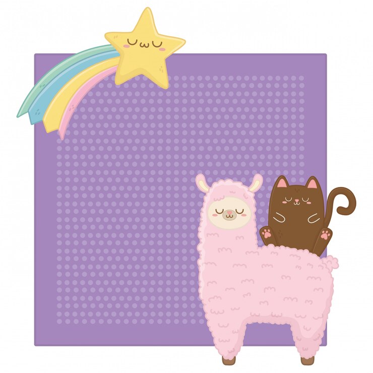 Vector kawaii de gato con dibujos animados de llama