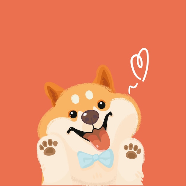 Vector kawaii lindo personaje de dibujos animados de estilo corgi