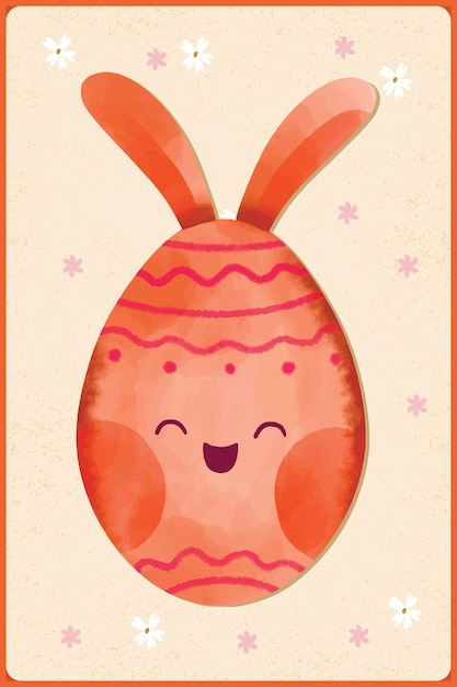 Kawaii Pascua Huevos Acuarela Vector Ilustración Feliz 2023