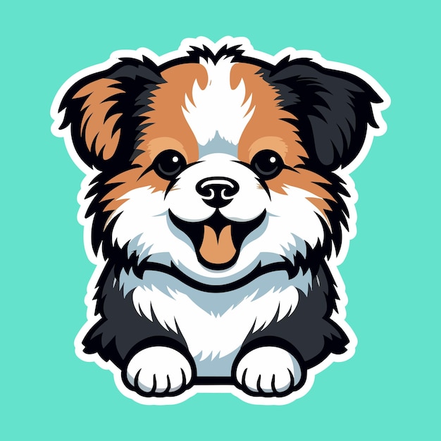 Vector kawaii y la pegatina de perro cachorro lindo