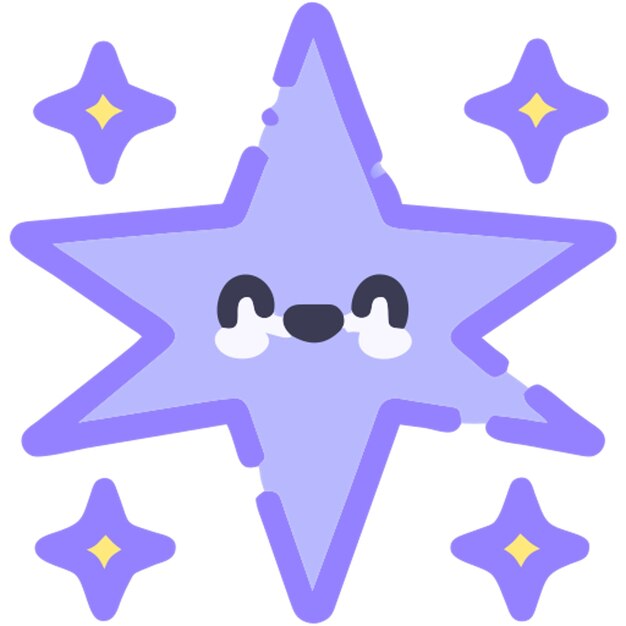 Vector kawaii pequeñas estrellas en el cielo nocturno icono línea rota