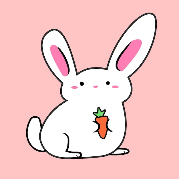 Kawaii Rabbit sostiene zanahoria