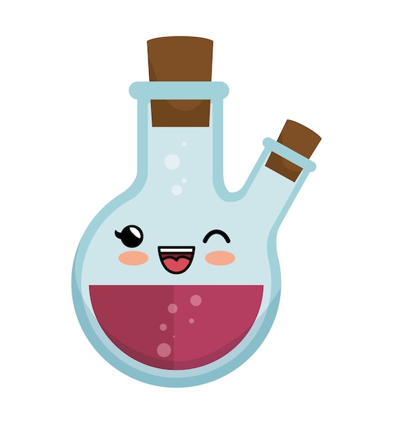 Kawaii round flask laboratory químico icono