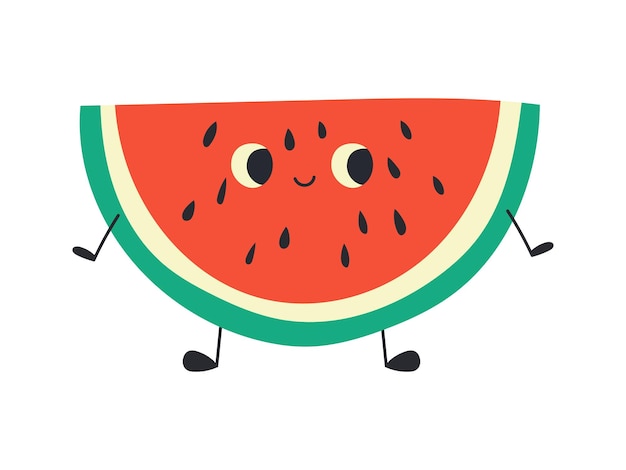 Kawaii Watermelon Slice Vector ilustración dibujada a mano Impresión infantil