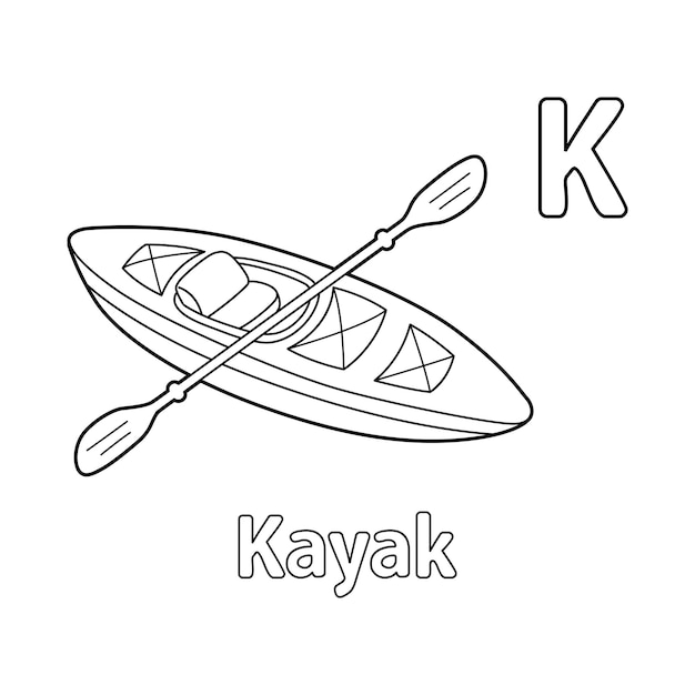 Vector kayak alfabeto abc página para colorear k