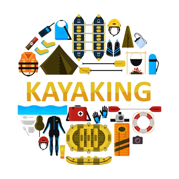 Kayak icono conjunto vector ilustración aislada