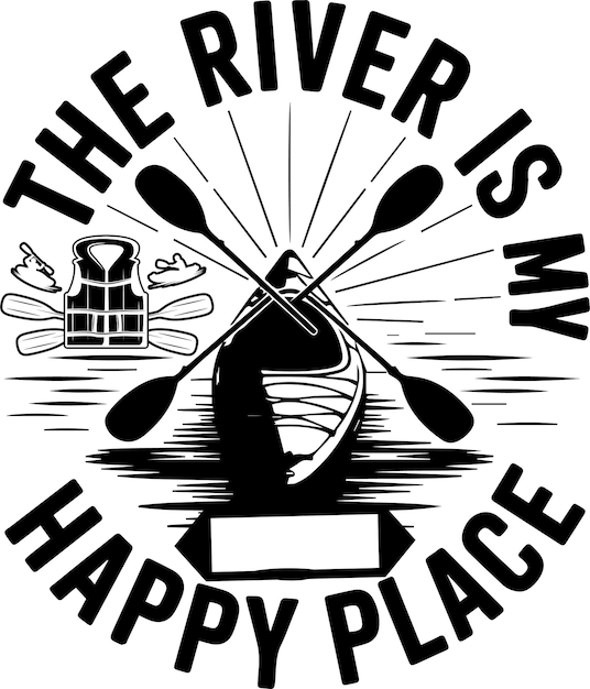 Kayaking Tipografía diseño de camiseta