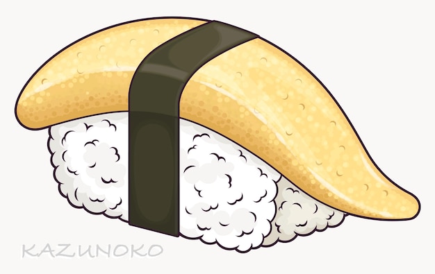 Kazunoko sushi ilustración aislada comida tradicional japonesa con caballa Ilustración vectorial