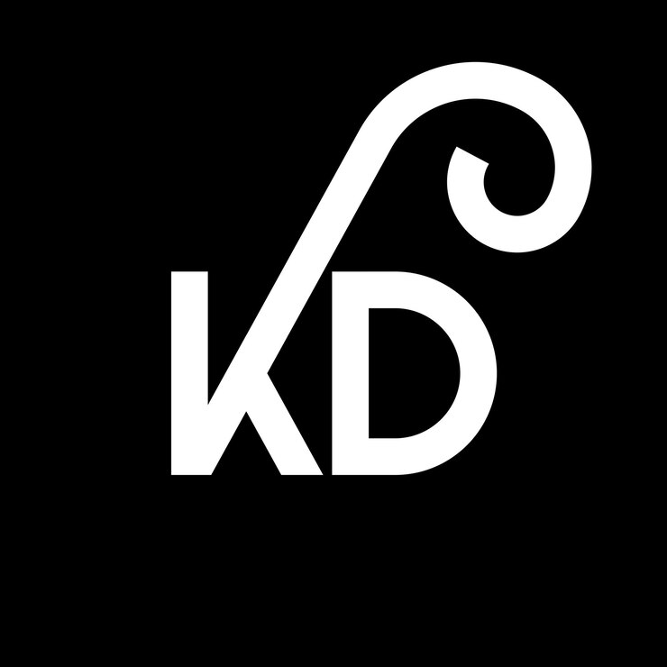Vector kd diseño de letra de logotipo en fondo negro kd iniciales creativas concepto de letra de logotipo kd diseño de letra kd diseño en letra blanca en fondo negro kd kd logotipo