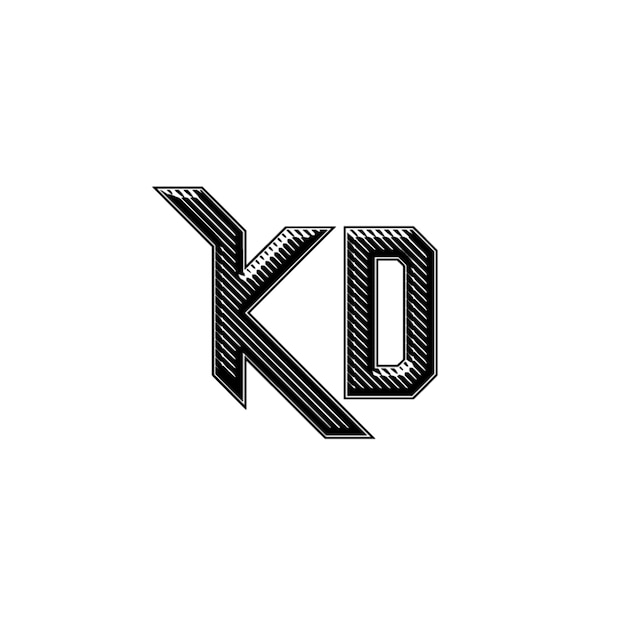 KD monograma diseño del logotipo letra texto nombre símbolo monocromo logotipo alfabeto carácter logotipo simple