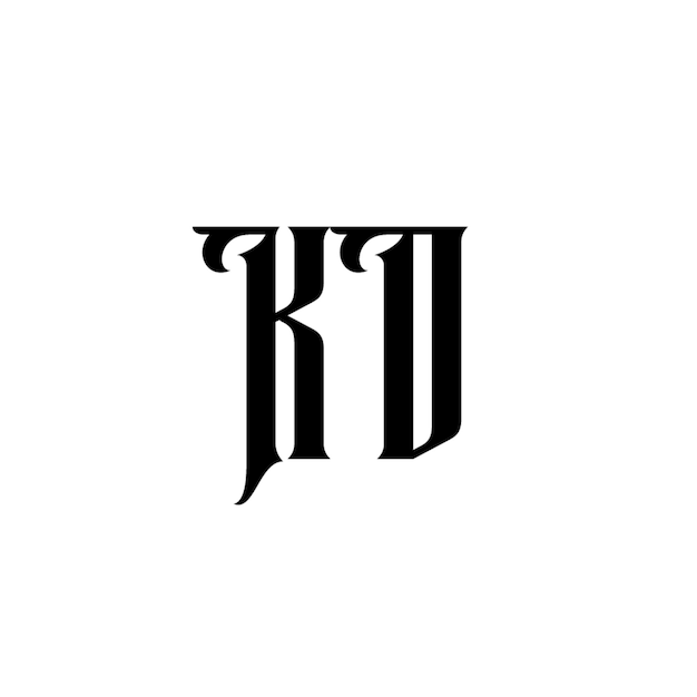 KD monograma diseño del logotipo letra texto nombre símbolo monocromo logotipo alfabeto carácter logotipo simple