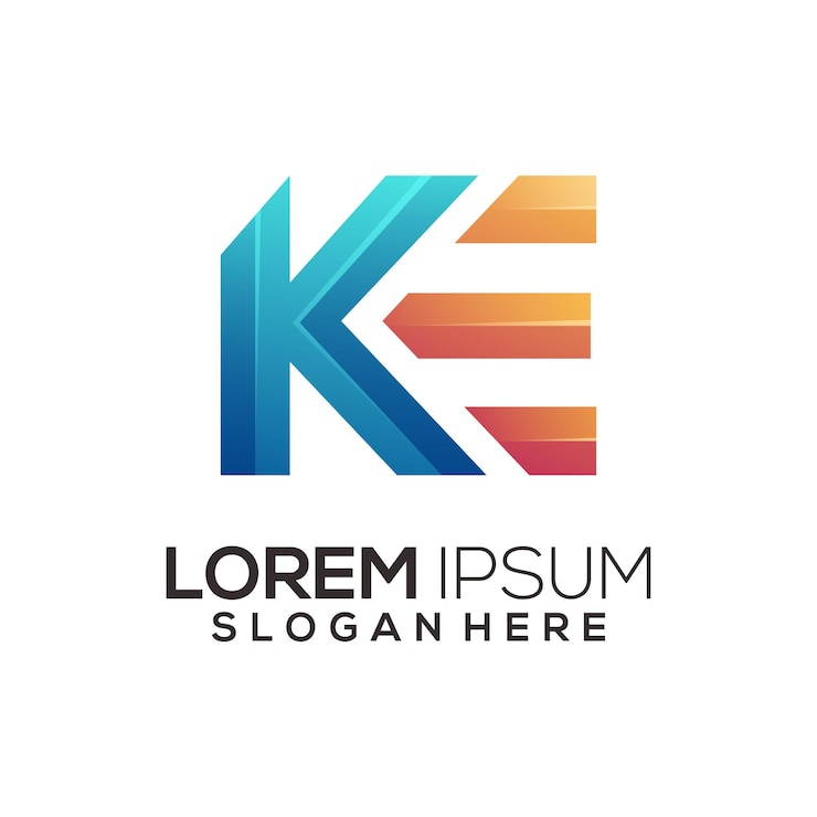 Vector ke iniciales letra colorida ilustración abstracta de logotipo degradado
