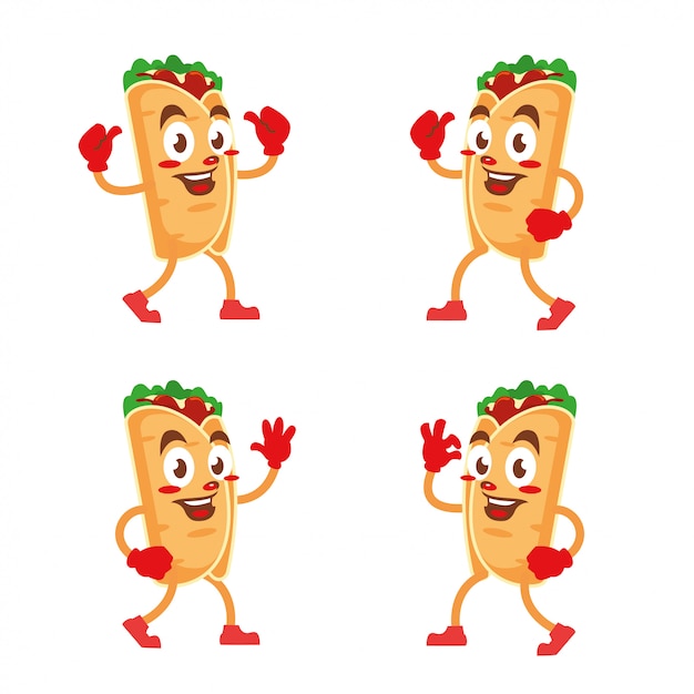 Kebab personaje de dibujos animados divertido mascota