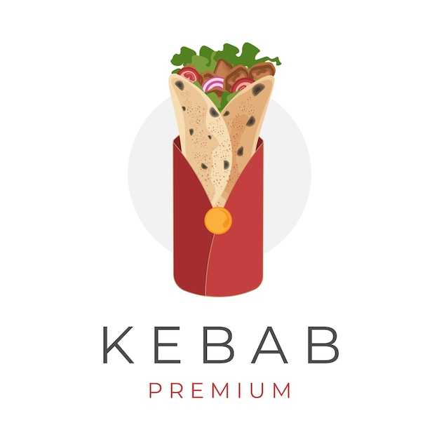 Kebab Street Food Vector Ilustración Logotipo en embalaje