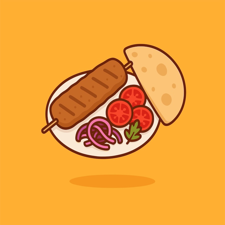 Vector kebab wrap con verduras vector de dibujos animados icon ilustración de alimentos de oriente medio vector plano aislado