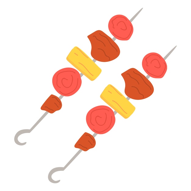 Kebabs para un picnic Icon El objeto está aislado en un fondo blanco Ilustración vectorial