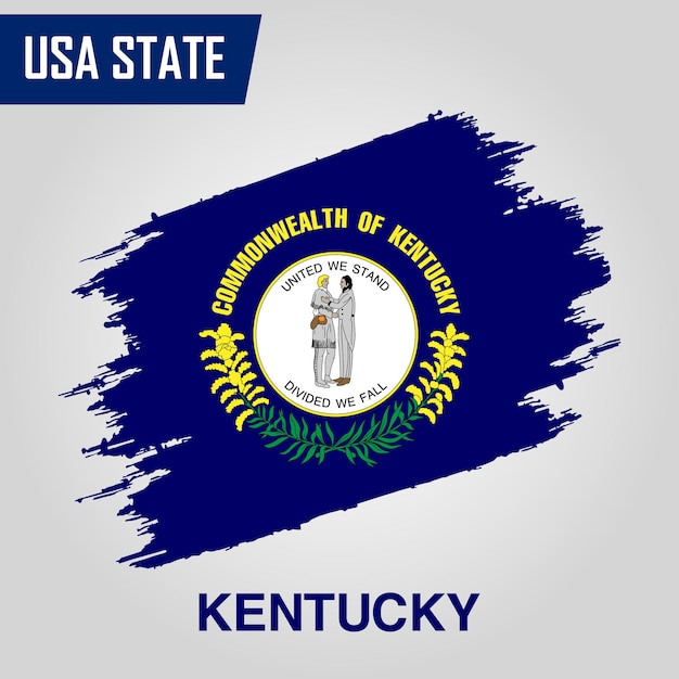 Kentucky State Region of United States of America Grunge Vector bandera plantilla