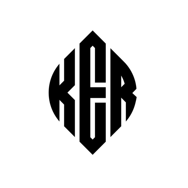 KER diseño de logotipo de letra de círculo con forma de círculo y elipse KER letras de elipse con estilo tipográfico Las tres iniciales forman un logotipo de círculo KER Círculo Emblema Monograma Abstracto Carta Marca Vector