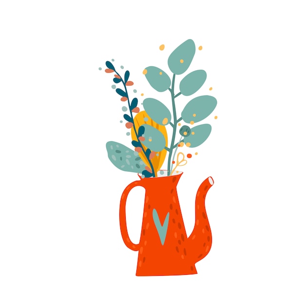 Kettel con ramo de flores de otoño