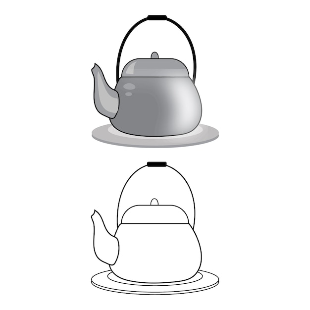 Vector kettle esbozo de color clipart.