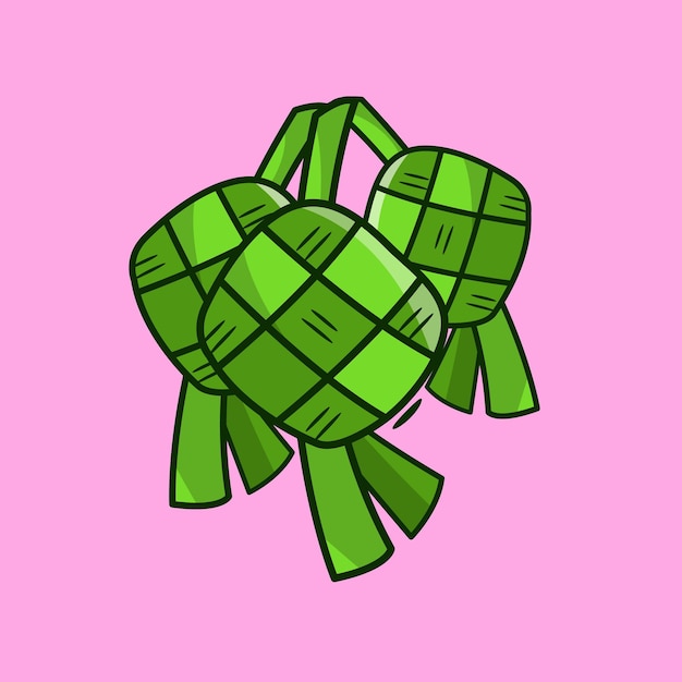 Ketupat lebaran vector animal personas lindo personaje ilustración