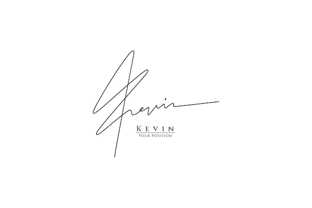 Kevin firma nombre logo vector plantilla sobre fondo blanco