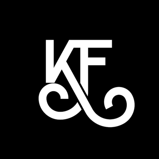 Vector kf diseño de letra de logotipo en fondo negro kf iniciales creativas concepto de letra logotipo kf diseño de letra kf diseño en letra blanca en fondo negro kf kf logotipo