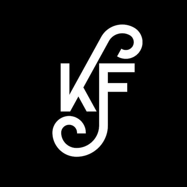 KF diseño de letra de logotipo en fondo negro KF iniciales creativas concepto de letra logotipo kf diseño de letra KF diseño en letra blanca en fondo negro kf kf logotipo