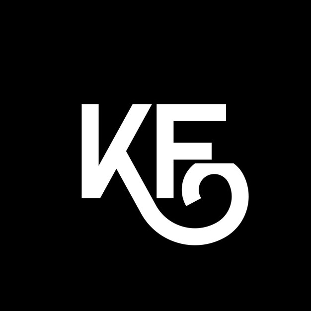 Vector kf diseño de letra de logotipo en fondo negro kf iniciales creativas concepto de letra logotipo kf diseño de letra kf diseño en letra blanca en fondo negro kf kf logotipo