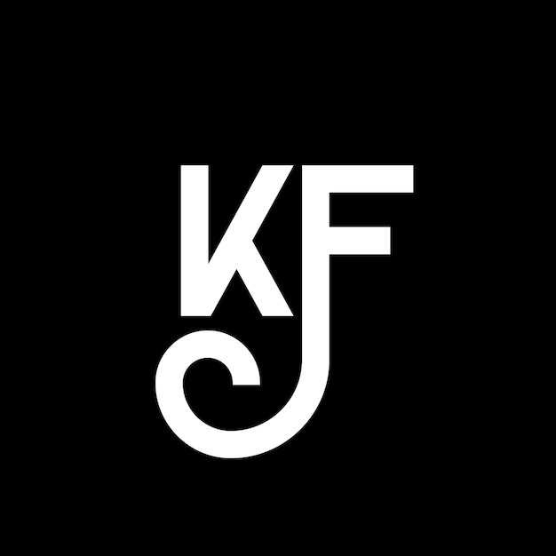 Vector kf diseño de letra de logotipo en fondo negro kf iniciales creativas concepto de letra logotipo kf diseño de letra kf diseño en letra blanca en fondo negro kf kf logotipo