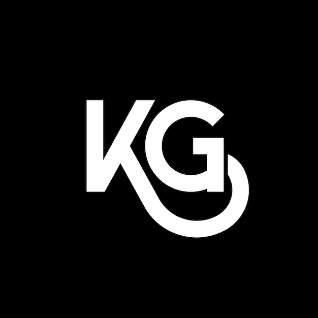 KG diseño de letra de logotipo en fondo negro KG iniciales creativas concepto de letra logotipo kg diseño de letra KG diseño en letra blanca sobre fondo negro K G k g logotipo