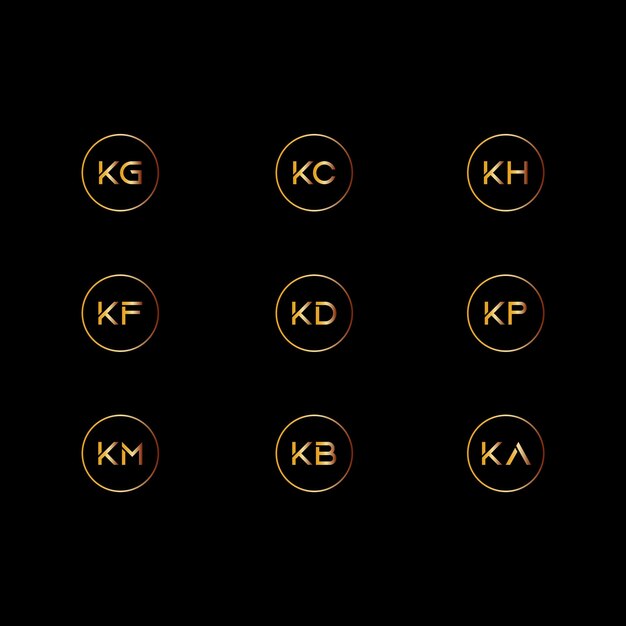 KG KC KH KF KD KP KM KB KA carta logotipo círculo oro colección