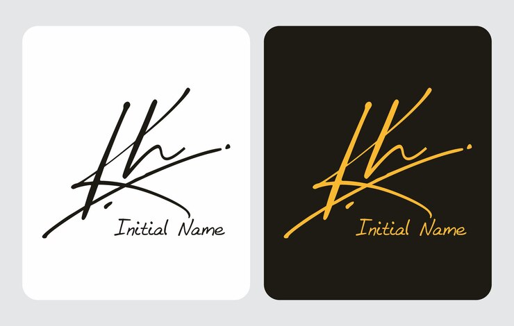 Kh K h escritura a mano inicial Kh escritura a mano inicial plantilla de logotipo de firma vector letras de mano