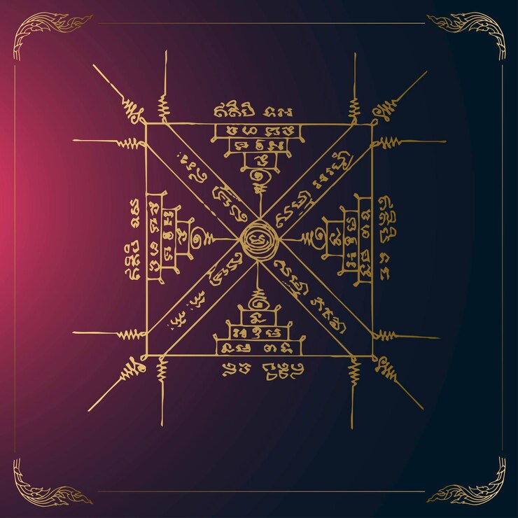 Vector khmer yant arte tradicional camboyano magia antigua