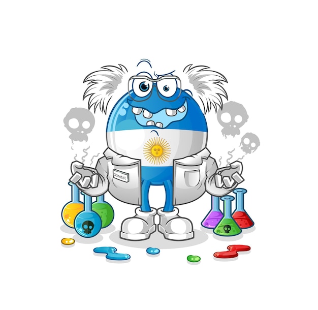 Kick pad científico loco ilustración. vector de caracteres