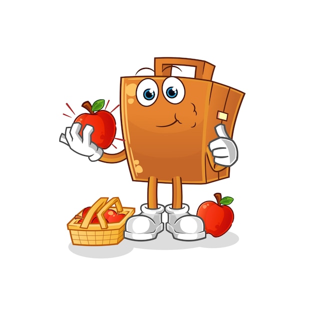 Kick pad comiendo una ilustración de manzana. vector de personaje