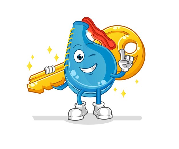 Kick pad lleva la mascota clave. vector de dibujos animados