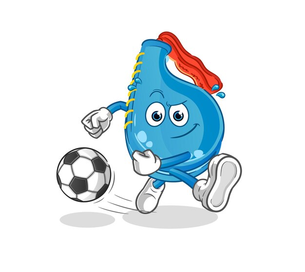 Kick pad pateando la bola de dibujos animados. vector de mascota de dibujos animados