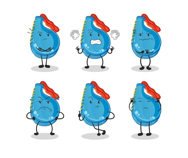kick pad personaje de grupo enojado. vector de mascota de dibujos animados