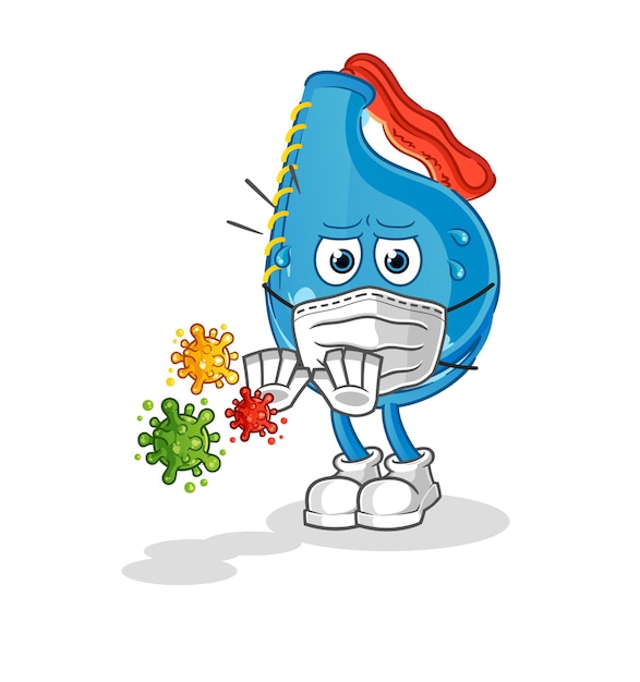 Kick pad rechazar dibujos animados de virus. vector de mascota de dibujos animados