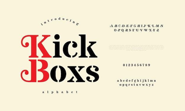 Kickboxs fuente de alfabeto vintage creativo Digital abstracto musulmán moda futurista deporte mínimo