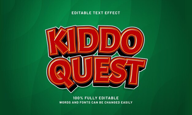 Kiddo Quest efectos de texto editables con un tema de niños y juegos