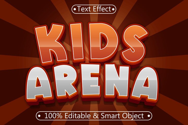 Vector kids arena efecto de texto editable 3 dimensiones relieve estilo moderno