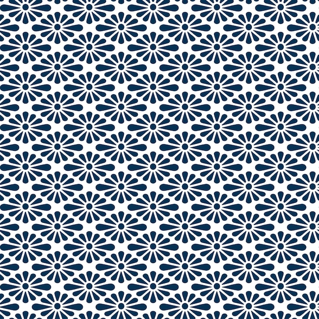Kikubishi crisantemo diamante fondo de patrón sin costuras japonés motivo textil geométrico floral tradicional en azul marino diseño repetitivo para superficie de tela y uso decorativo