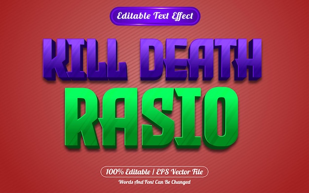 Kill death rasio estilo de juegos de efectos de texto editables