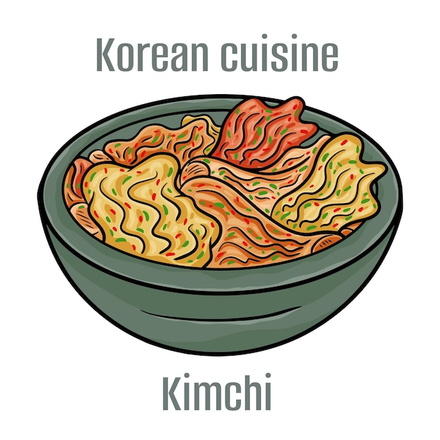 El kimchi es un tipo de ensalada que consiste principalmente en repollo fermentado y verduras en un aderezo de chile Cocina coreana