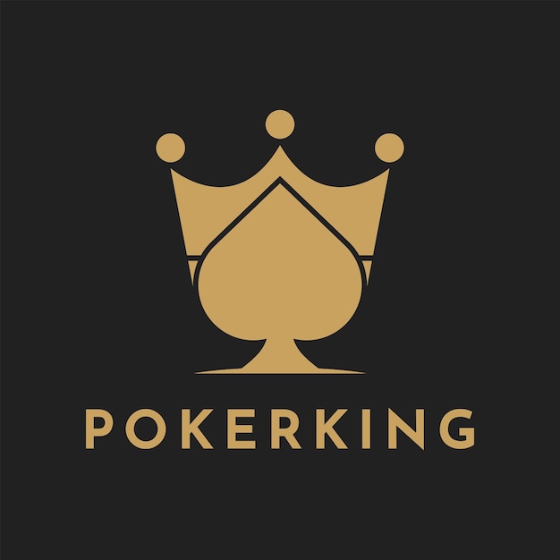 Vector king crown con ace spade para el diseño del logotipo game card o casino poker club