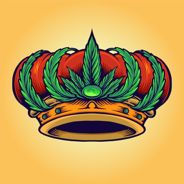 Vector king kush logo corona cannabis aislado