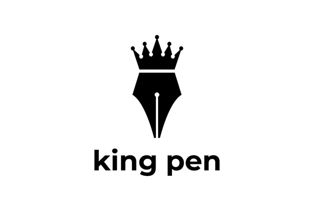 King Queen Crown Pen Icon Símbolo para la educación escolar Collage University Logo